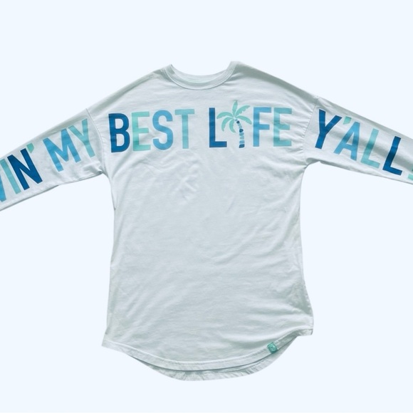 MarleyLilly casual white graphic top shirt XS long sleeve 
round neck logo - Picture 4 of 16